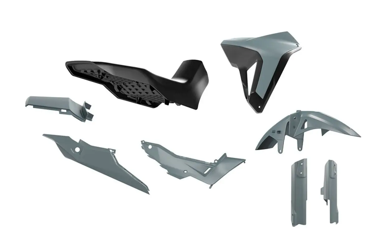 RACETECH (RTECH) kompletní sada plastů se sedlem REVOLUTION HONDA XL 750 TRANSALP 23-25 barva šedá / černá (RACETECH (RTECH) kompletní sada plastů se)