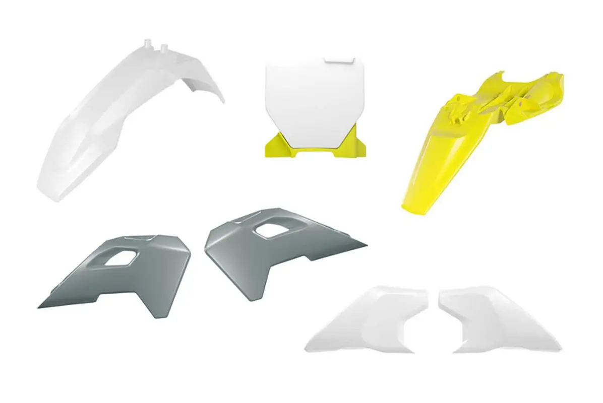 RACETECH (RTECH) kompletní sada plastů HUSQVARNA TC 65 24-25 barva bílá / šedá / žlutá (RACETECH (RTECH) kompletní sada plastů HUSQVARNA TC 65 24-25)