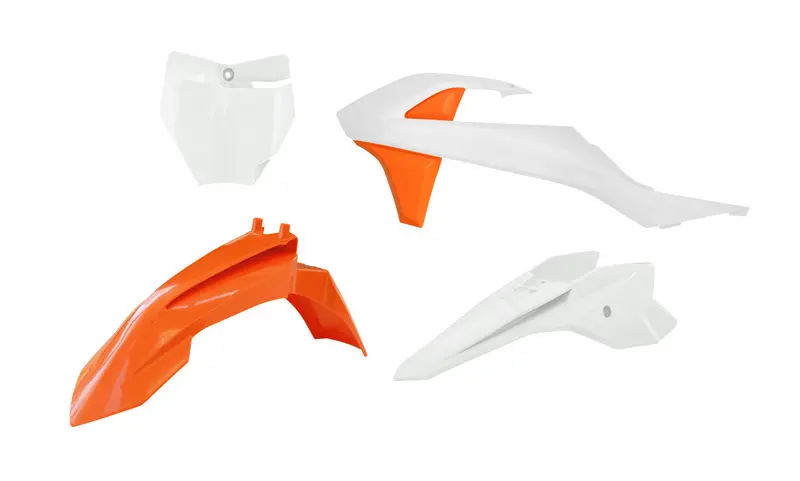 RACETECH (RTECH) kompletní sada plastů KTM SX 50 16-23, SX-E 3-5 20-24 barva oranžová / bílá ( 19-22 ) ( )