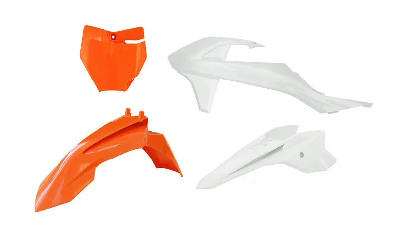 RACETECH (RTECH) kompletní sada plastů KTM SX 50 16-23, SX-E 3-5 20-24 barva oranžová / bílá ( 23 ) ( )