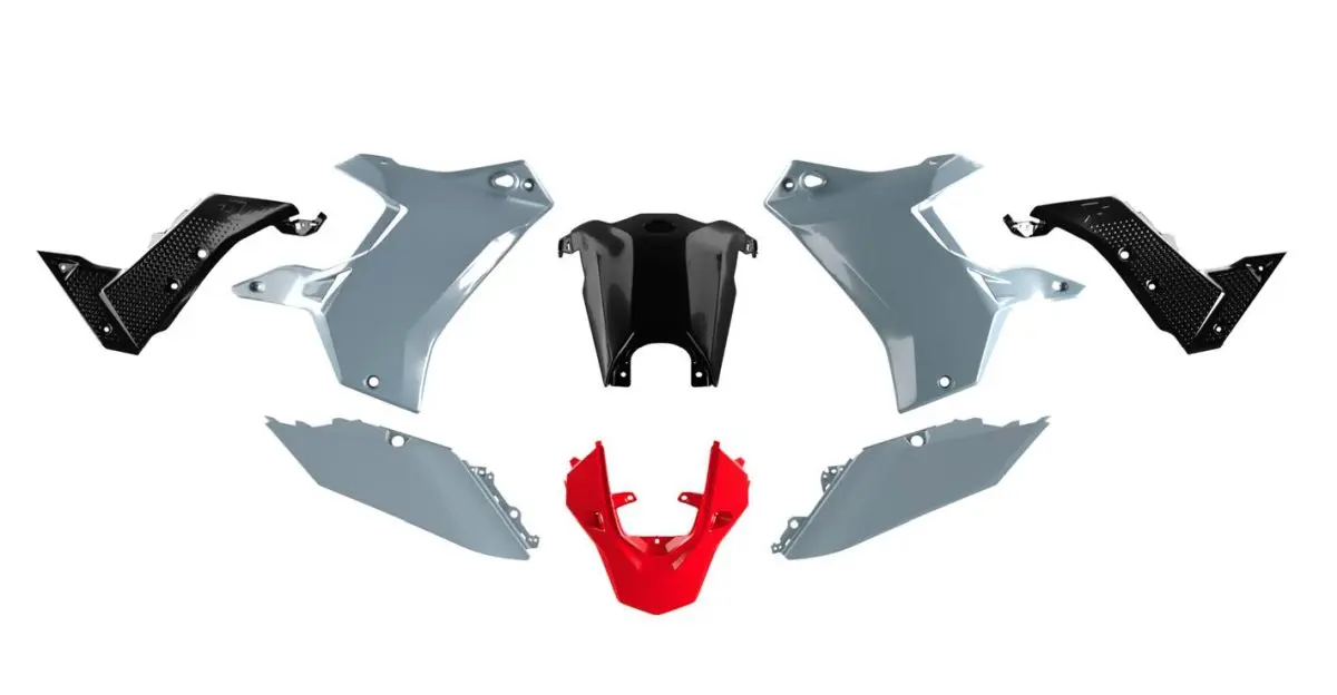 RACETECH (RTECH) kompletní sada plastů (bez předního blatníku) T7 REVOLUTION YAMAHA TENERE 700 19-24 barva šedá/černá/červená (RACETECH (RTECH))