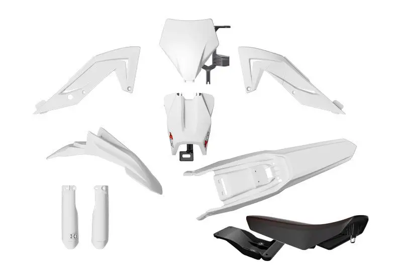 RACETECH (RTECH) kompletní sada plastů s kryty přední vidlice a sedlem TALARIA STING MX4 / MX5 / TL 4000 / 5500 23-25 barva bílá (RACETECH (RTECH))