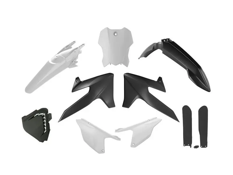 RACETECH (RTECH) sada plastů s kryty přední vidlice TRIUMPH TF 250 X 24-26, TF 450 RC 25-26 barva černá / bílá ( )