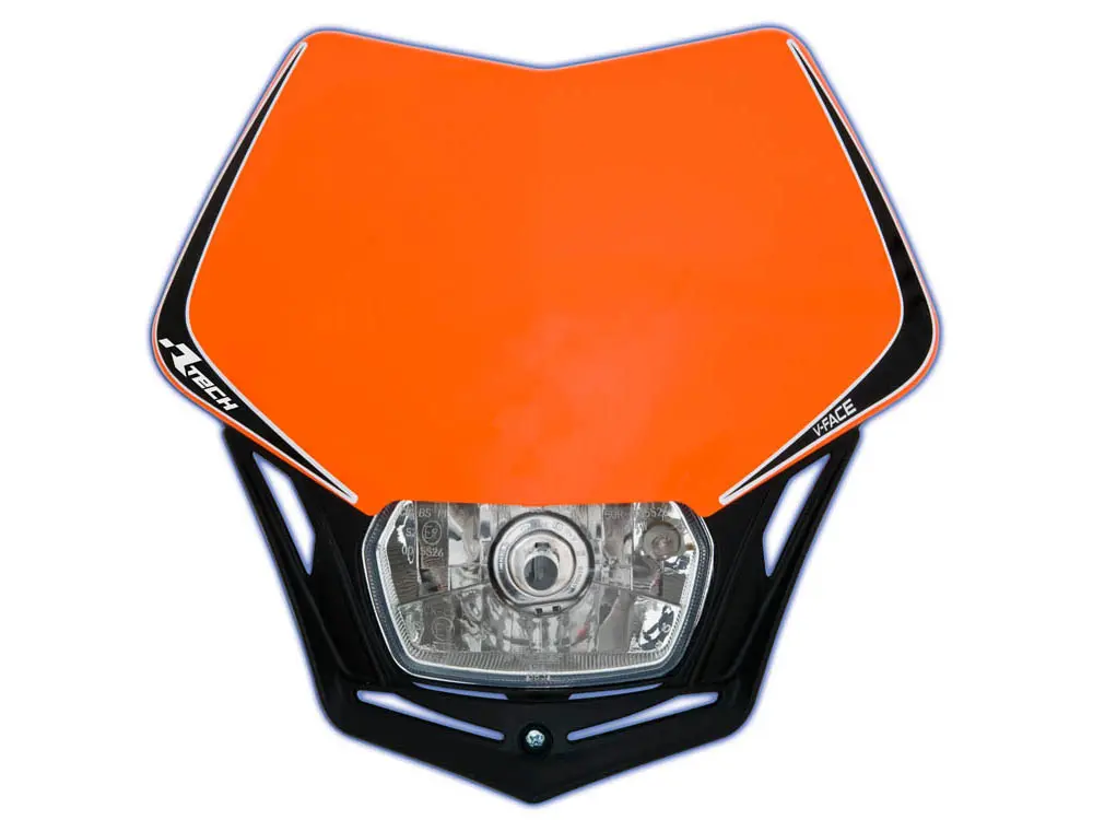 RACETECH (RTECH) přední světlo V-FACE barva oranžová/černá KTM (RACETECH (RTECH) přední světlo V-FACE barva oranžová/černá KTM)