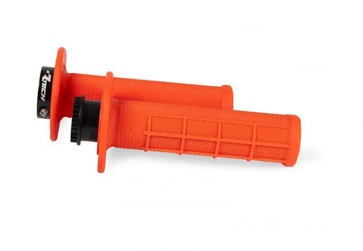 RACETECH (RTECH) gripy R20 LOCK-ON (22+25mm) barva oranžová NEON (HALF WAFFLE) + 8 adaptérů plynové rukojeti ( )