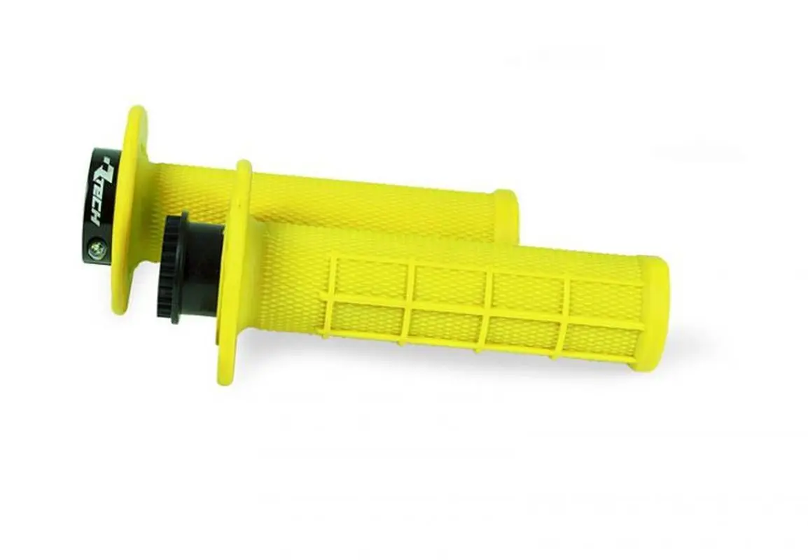 RACETECH (RTECH) gripy R20 LOCK-ON (22+25mm) barva žlutá NEON (HALF WAFFLE) + 8 adaptérů plynové rukojeti ( )