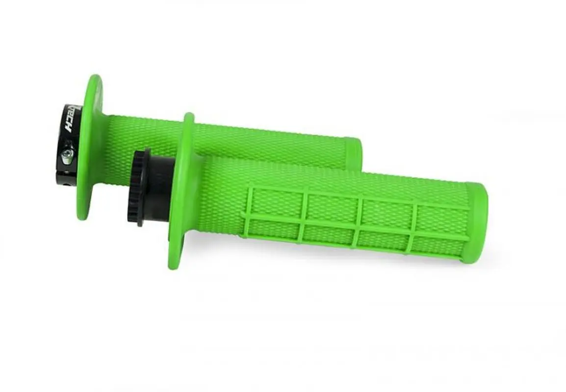 RACETECH (RTECH) gripy R20 LOCK-ON (22+25mm) barva zelená NEON (HALF WAFFLE) + 8 adaptérů plynové rukojeti (RACETECH (RTECH) gripy R20 LOCK-ON)