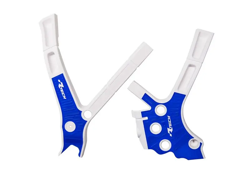 RACETECH (RTECH) kompletní kryty rámu BI-MATERIAL SUPER GRIP YAMAHA YZ 125 / 250 '05-'24, FANTIC XE / XX 125 / 250 / 300 '21-'24 barva bílá / modrá