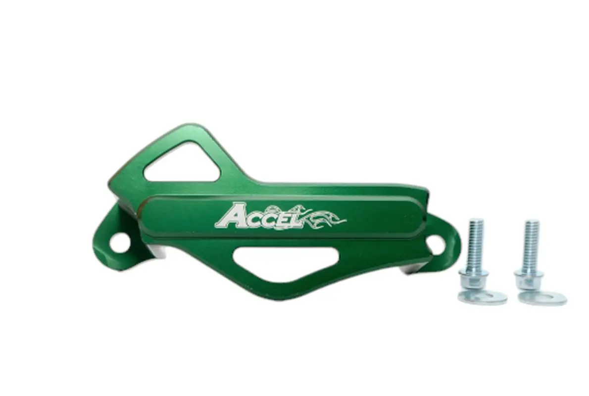 ACCEL kryt brzdového třmenu (zadní) KAWASAKI KXF 250/450 06-16, hliníkový, barva zelená (ACCEL kryt brzdového třmenu (zadní) KAWASAKI KXF 250/450)