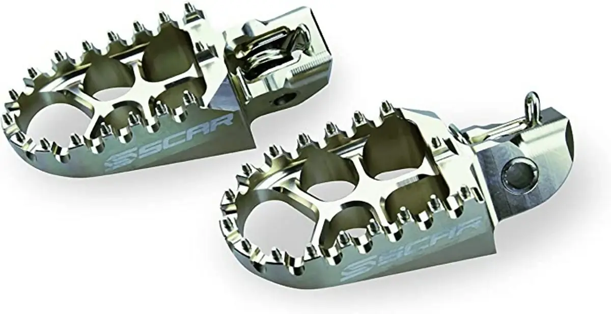 SCAR RACING stupačky řidiče hliníkové KAWASAKI KXF 06-17, KXF 450 07-17, CRF 250 02-17 barva titanová ( )