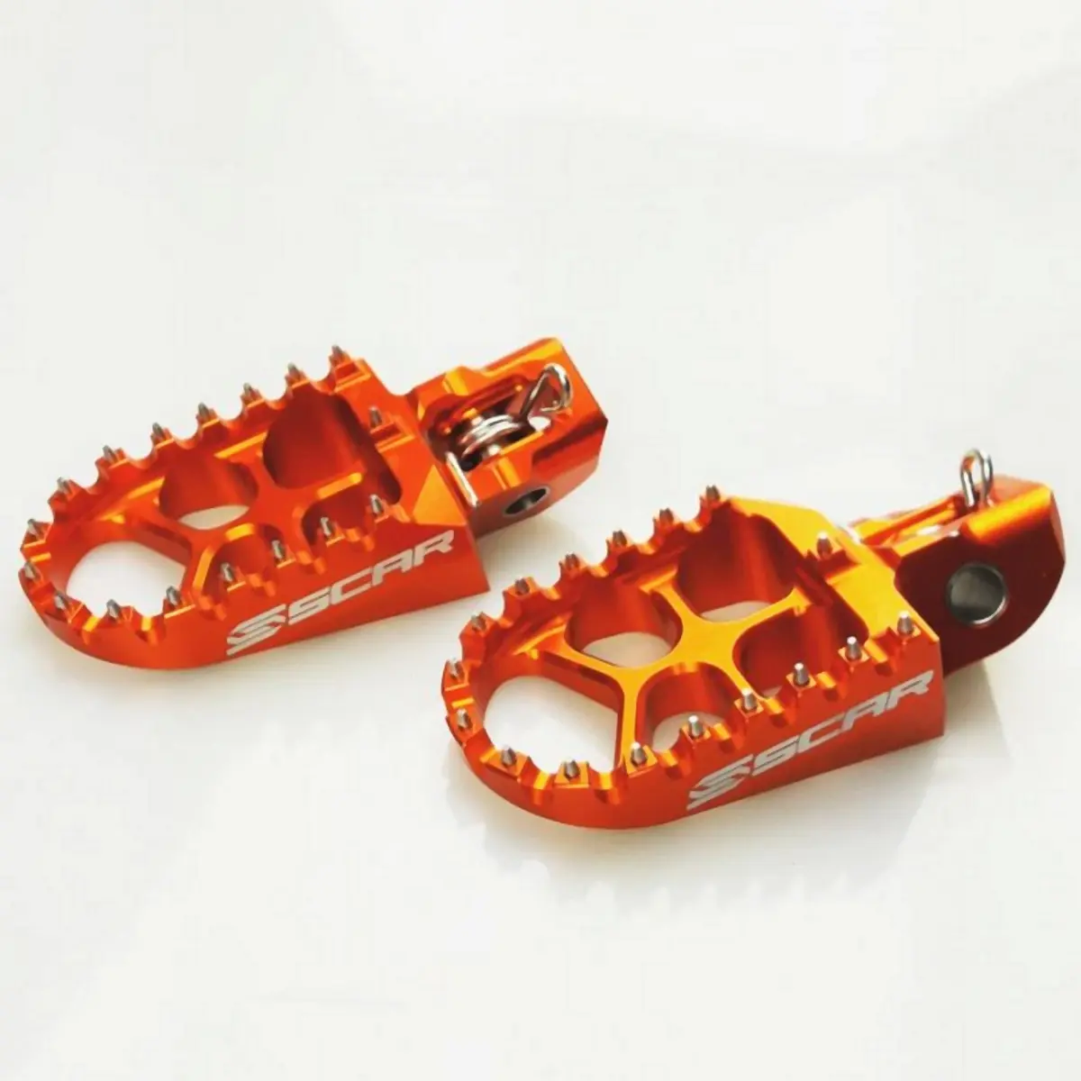 SCAR RACING stupačky řidiče hliníkové EVO KTM SX / SXF / EXC barva oranžová ( )
