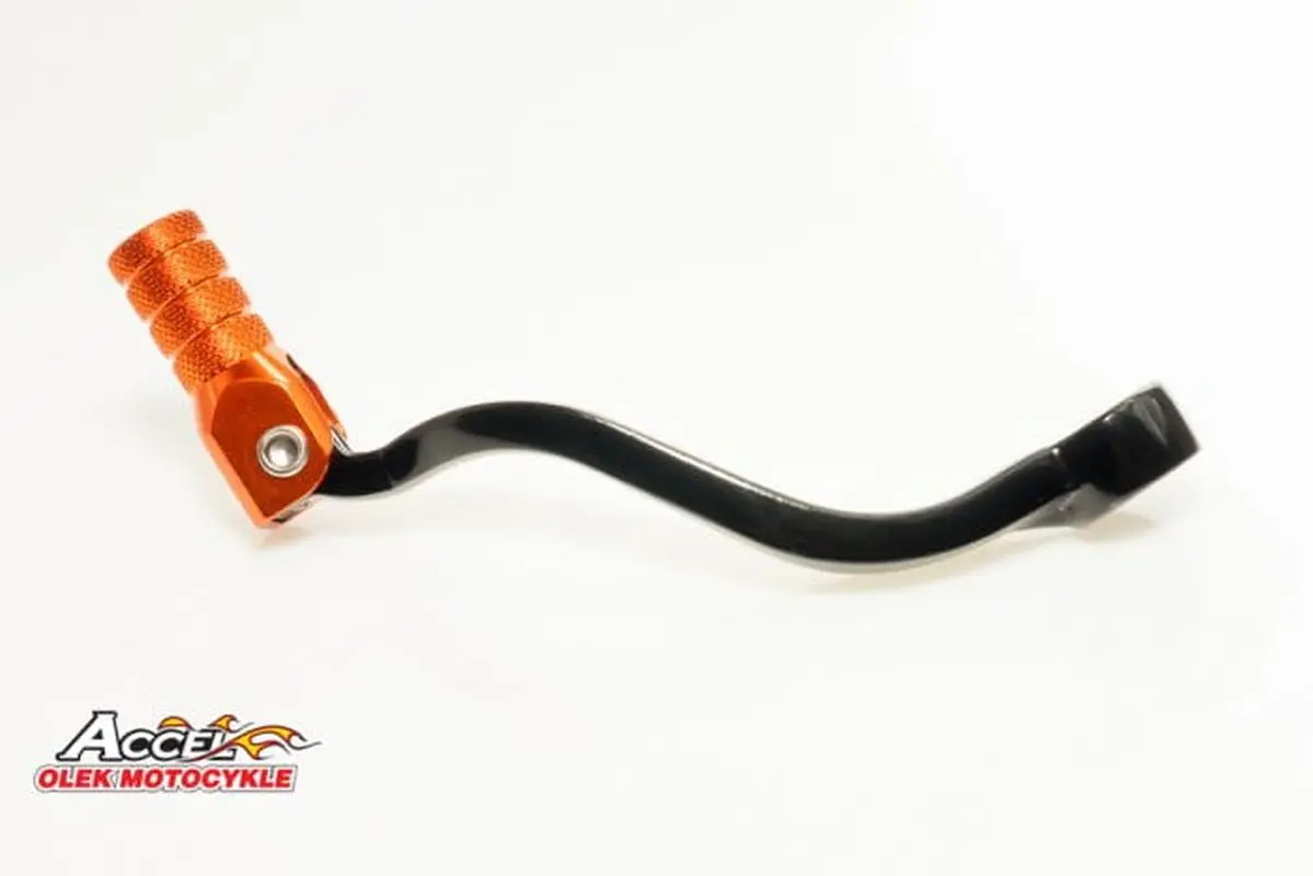 ACCEL páka řazení KTM SX/EXC 125/200/250/300 98-15, SXF250 13-15, SXF350 11-15, SXF450 07-12, EXC200 01-16 hliníková barva černá, koncovka oranžová