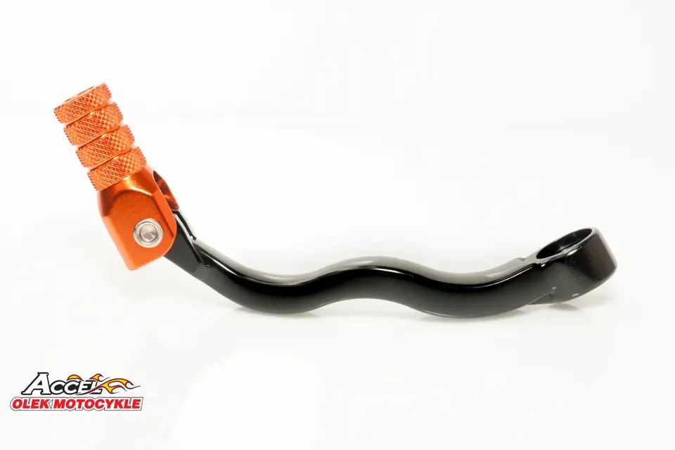 ACCEL páka řazení KTM SXF250 06-12, EXCF250 07-08, EXC250/300 05-16, SX250 05-16, HUSABERG, HUSQVARNA hliníková barva černá, koncovka oranžová