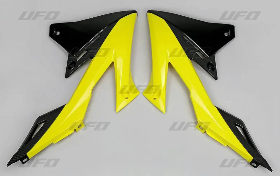 UFO kryty chladiče SUZUKI RMZ 250 19-23, RMZ 450 18-23 barva OEM (žlutá/černá) (UFO kryty chladiče SUZUKI RMZ 250 19-23, RMZ 450 18-23 barva OEM)