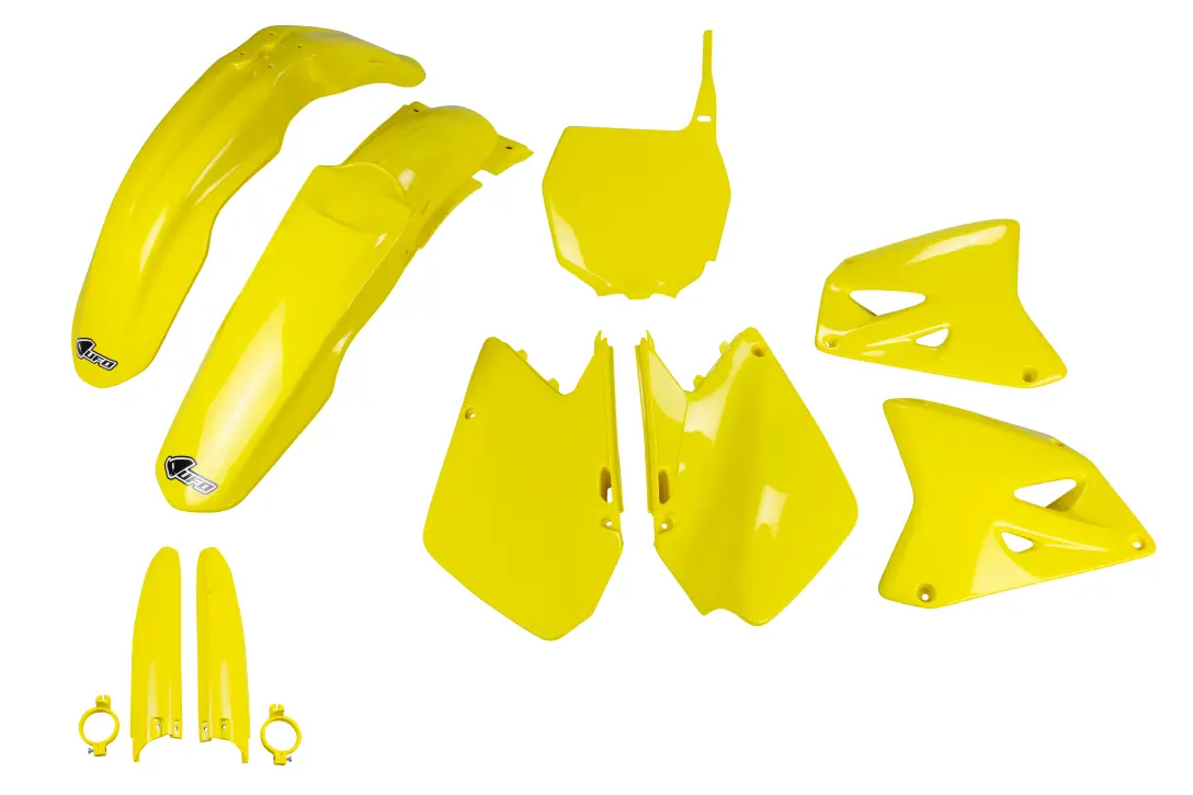 UFO kompletní sada plastů (FULL KIT) s kryty tlumičů SUZUKI RM 125 / 250 01-22 barva žlutá (UFO kompletní sada plastů (FULL KIT) s kryty tlumičů)