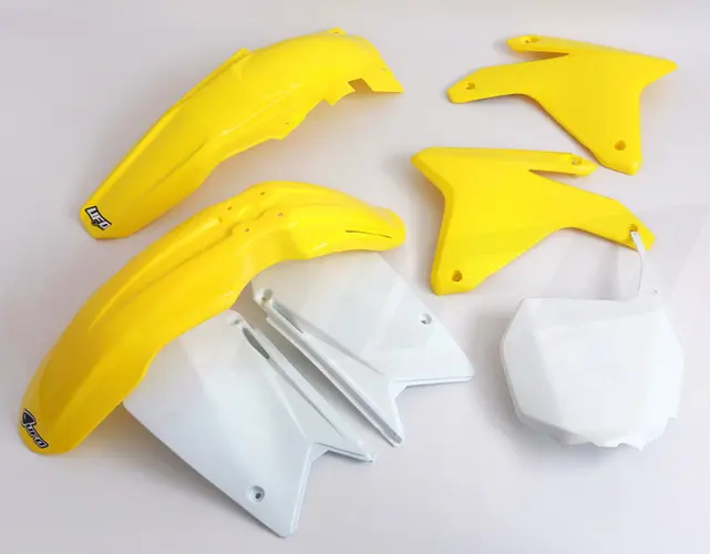 UFO kompletní sada plastů SUZUKI RMZ 450 05-06 barva OEM (bílá/žlutá) (SU404E999) ( )