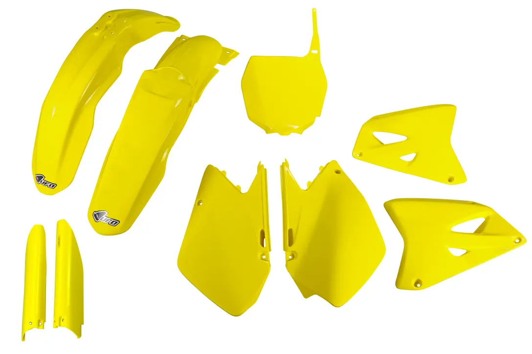 UFO kompletní sada plastů (FULL KIT) s kryty tlumičů SUZUKI RM 125 / 250 06-24 barva žlutá (UFO kompletní sada plastů (FULL KIT) s kryty tlumičů)
