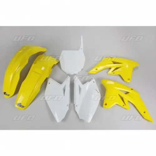 UFO kompletní sada plastů SUZUKI RMZ 250 07-09 barva OEM (bílá/žlutá - s bílou tabulkou se startovním číslem) (SU407E999) (UFO kompletní sada plastů)