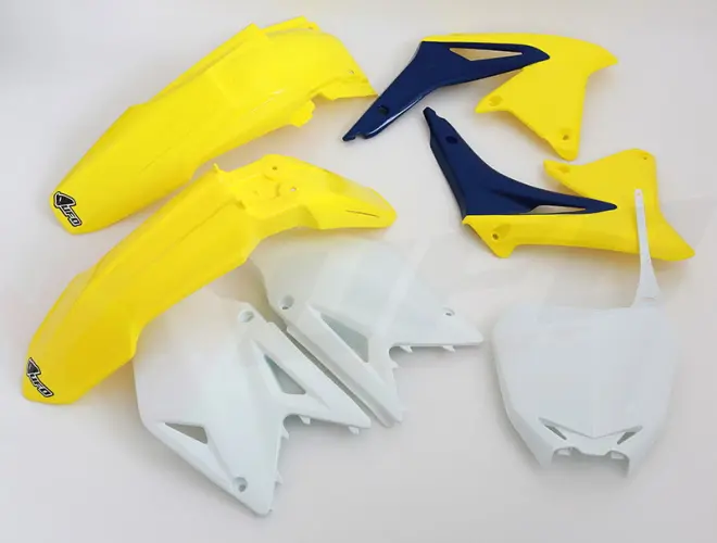 UFO kompletní sada plastů SUZUKI RMZ 450 08-17 barva OEM (žlutá/bílá/světle modrá) (SU409E999) ( )