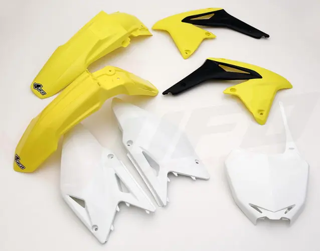 UFO kompletní sada plastů SUZUKI RMZ 450 08-17 barva OEM (žlutá/bílá/černá) (SU412E999) (UFO kompletní sada plastů SUZUKI RMZ 450 08-17 barva OEM)