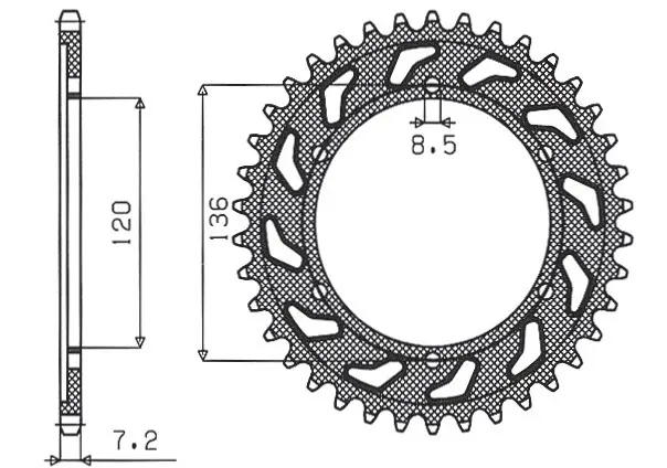 SUNSTAR rozeta 4324 57 YAMAHA TDR 125 '93-'99 (JTR1847.57) (ŘETĚZ 428) (432457JT) (SUNSTAR rozeta 4324 57 YAMAHA TDR 125 '93-'99 (JTR1847.57) (ŘETĚZ)