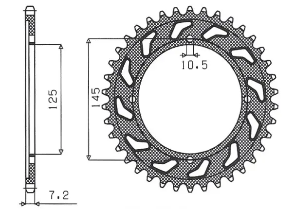 SUNSTAR rozeta 4482 59 YAMAHA XVS 125 DRAG STAR 00-05 (JTR1874.59) (ŘETĚZ 428) (448259JT) (SUNSTAR rozeta 4482 59 YAMAHA XVS 125 DRAG STAR 00-05)