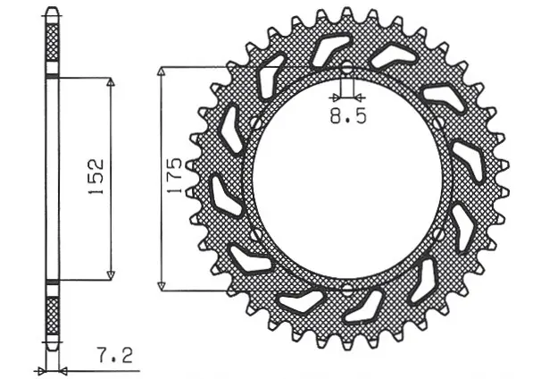 SUNSTAR rozeta 844 57 YAMAHA DT 125R/RE 99-06 (JTR839.57) (ŘETĚZ 428) (84457JT) (SUNSTAR rozeta 844 57 YAMAHA DT 125R/RE 99-06 (JTR839.57) (ŘETĚZ)