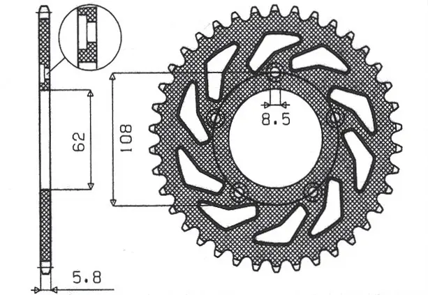 SUNSTAR rozeta 714 39 APRILIA RS 125 '93-'05 (JTR701.39) (ŘETĚZ 520) (71439JT) ( )