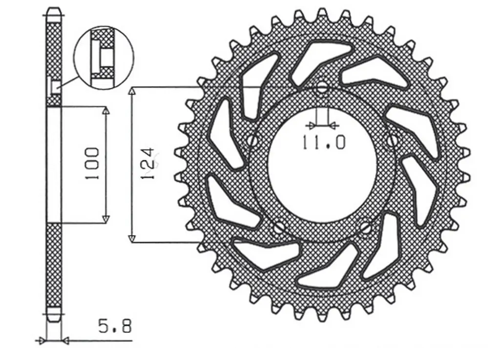 SUNSTAR rozeta zadní 4444 38 DUCATI MONSTER / ABS 821 '15- 20, PANIGALE 899 898 '14-15, SCRAMBLER ABS 800 '15-16 (JTR746.38) (řetěz 520) ( )