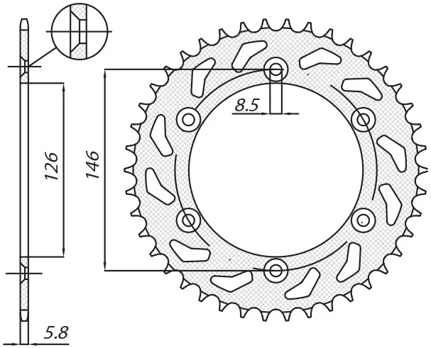 SUNSTAR řetězové kolečko zadní 808 44 SUZUKI RM/RMZ (JTR808.44) (řetěz 520) (80844JT) ( )