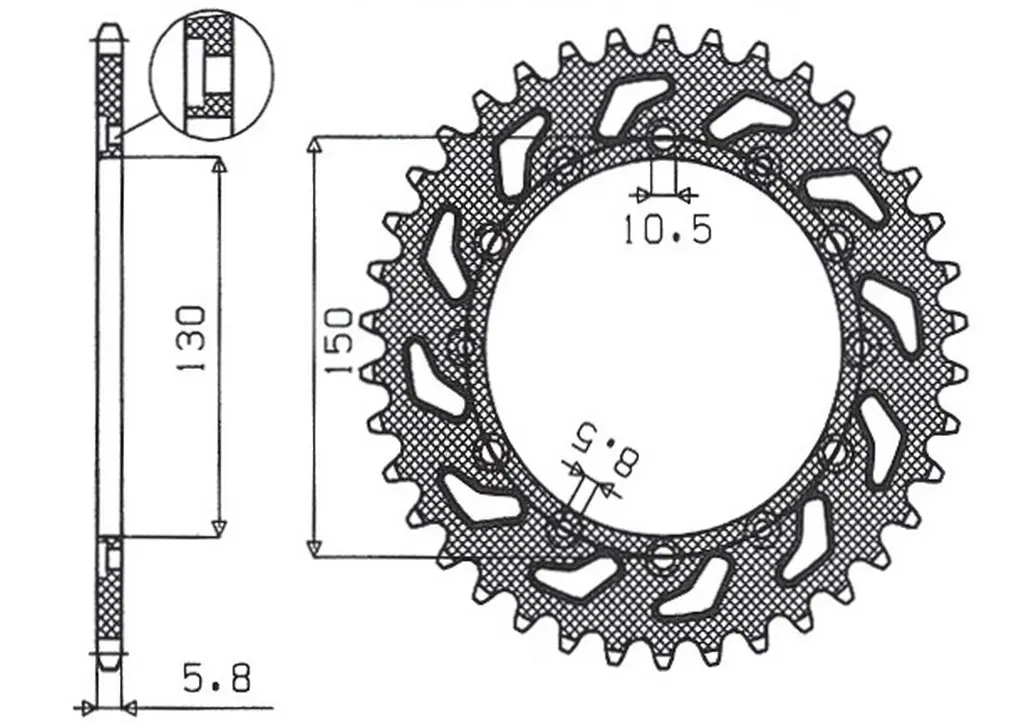 SUNSTAR rozeta zadní 236 49 / 245 49 HONDA NX 650 95-01, YAMAHA XJ 6 09-15, YAMAHA WR 250R '08-'10, APRILIA RX SIX DAYS 125 '90 (JTR245/2.49)