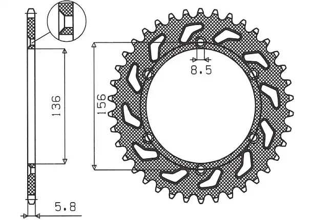 SUNSTAR řetězové kolečko zadní 702 49 HUSQVARNA SMS 125 '01-12, SUZUKI DR 250 (90-03) (JTR822.49) (řetěz 520) (70249JT) (SUNSTAR řetězové kolečko)