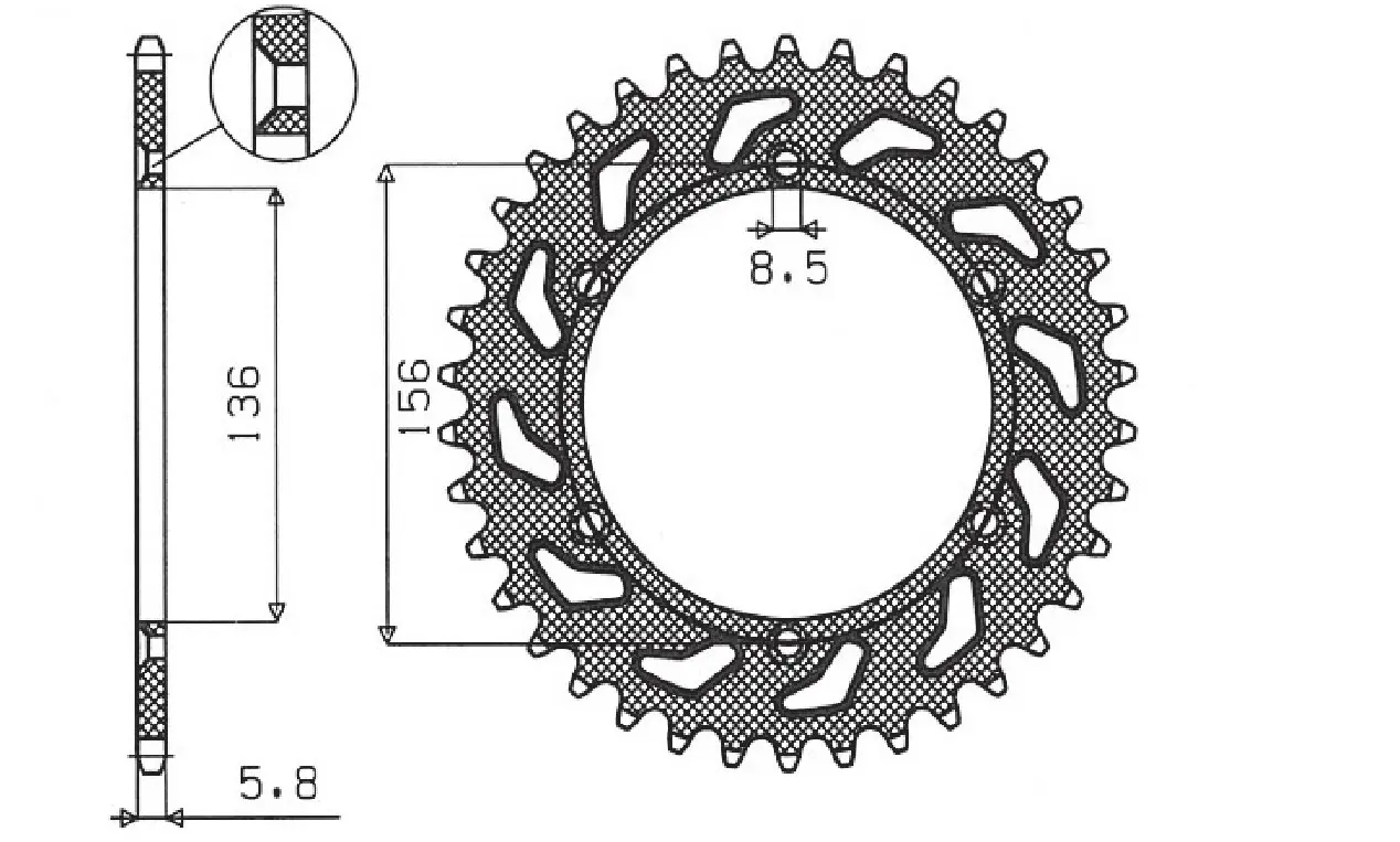 SUNSTAR řetězové kolečko zadní 702 50 HUSQVARNA SM 610 (08-09), SUZUKI DR350 (90-03), RGV 250 (91-96) (JTR822.50) (řetěz 520) (70250JT) ( )