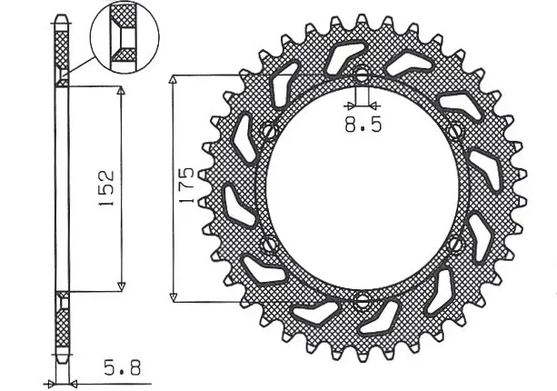 SUNSTAR řetězové kolečko zadní 856 44 YAMAHA TT600 R '98-'03, TT600S '93-'95 (JTR853.44) (řetěz 520) (85644JT) ( )