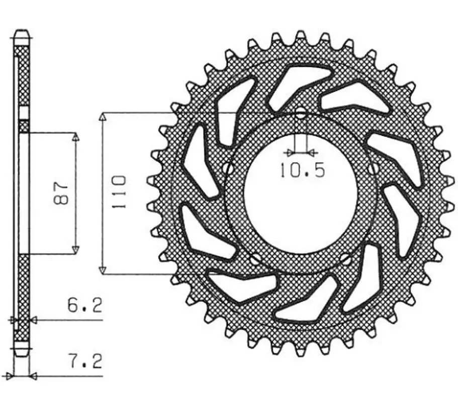 SUNSTAR řetězové kolečko zadní 828 47 SUZUKI GSF 650 BANDIT 07-15, GSX 650 F 08-15 (JTR807.47) (řetěz 525) (82847JT) (SUNSTAR řetězové kolečko zadní)