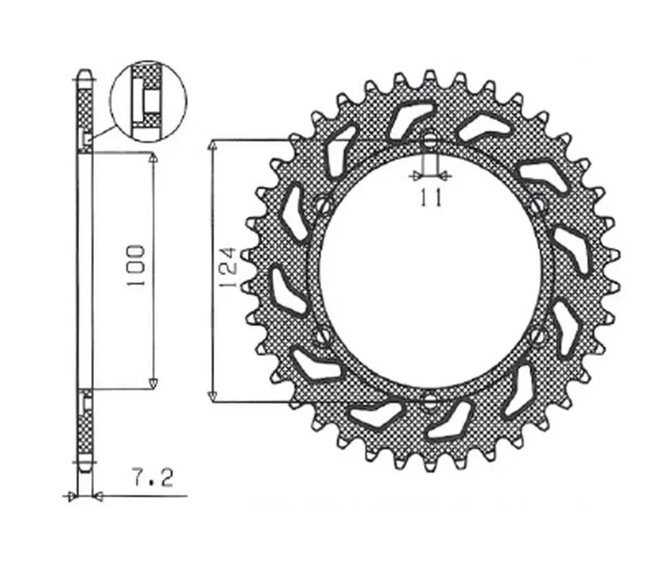 SUNSTAR řetězové kolečko zadní 4366 38 DUCATI MONSTER 1000 '03-'05 (JTR745.38) (řetěz 525) (436638JT) ( )