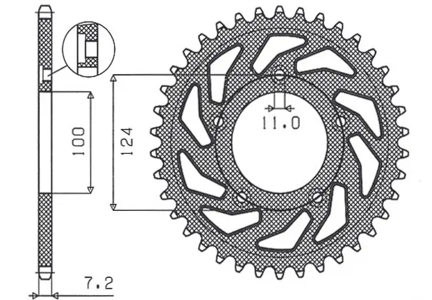 SUNSTAR řetězové kolečko zadní 4443 38 DUCATI 749 '03-'06 (JTR744.38) (řetěz 525) (444338JT) ( )