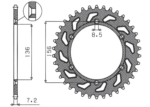 SUNSTAR řetězové kolečko zadní 4365 43 SUZUKI DR 650 SE '96-'12 (JTR1791.43) (řetěz 525) (436543JT) (SUNSTAR řetězové kolečko zadní 4365 43 SUZUKI DR)