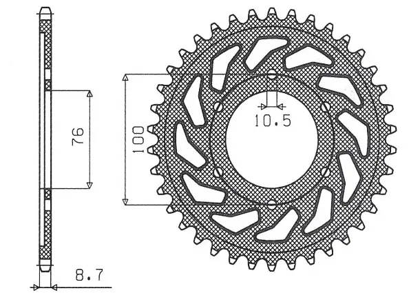 SUNSTAR řetězové kolečko zadní 825 44 / 816 44 SUZUKI GSXR1100, GSXR750 (92-95) (JTR816.44) (řetěz 530) (81644JT) ( )
