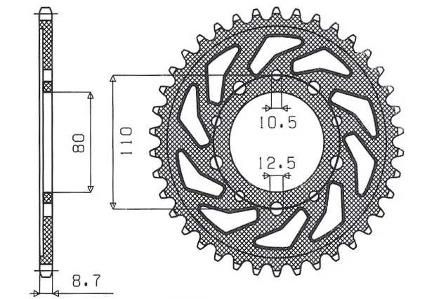 SUNSTAR řetězové kolečko zadní 334 46 HONDA CB 750F '80-'82 (JTR1334.46) (řetěz 530) (33446JT) ( )