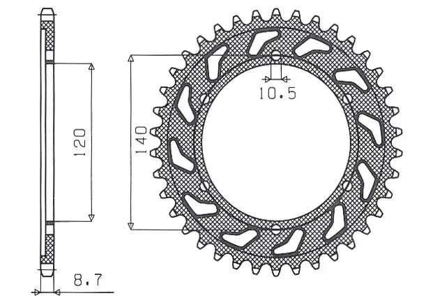 SUNSTAR řetězové kolečko zadní 498 46 KAWASAKI ZXR 750H 89, VN 800A 95-96 (JTR499.46) (ŘETĚZ 530) (49846JT) (SUNSTAR řetězové kolečko zadní 498 46)