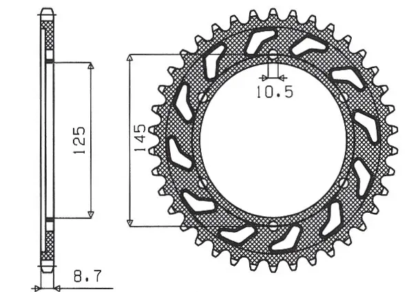 SUNSTAR řetězové kolečko zadní 865 45 YAMAHA FZR 600 '92-'93 (3HE) (JTR865.45) (ŘETĚZ 530) (86545JT) (SUNSTAR řetězové kolečko zadní 865 45 YAMAHA)