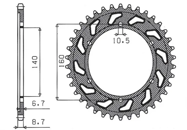 SUNSTAR řetězové kolečko zadní 502 44 KAWASAKI GPX 750R, GPZ 750/900/1100, ZRX/ZZR 1100 (JTR502.44) (ŘETĚZ 530) (50244JT) (SUNSTAR řetězové kolečko)