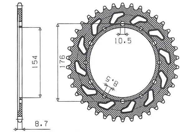 SUNSTAR řetězové kolečko zadní 4434 43 HONDA VFR750, VFR800 V-TEC '02-'14, VFR800X CROSSRUNNER '11-'15 (JTR1340.43) (ŘETĚZ 530) (443443JT) (SUNSTAR)