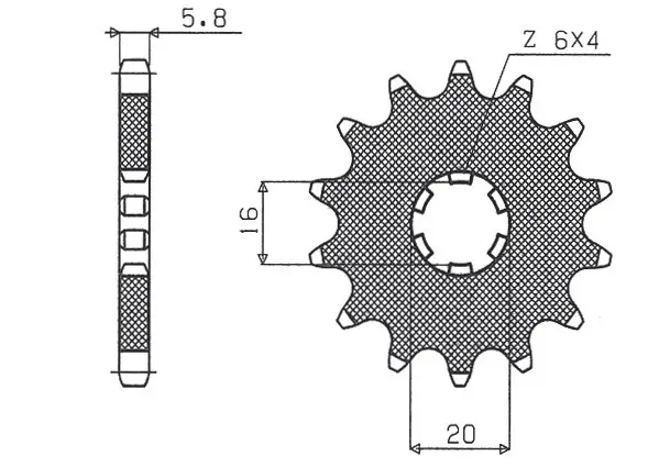 SUNSTAR pastorek přední 560 14 KAWASAKI KX 65/80/85 (JTF546.14) (ŘETĚZ 420) (56014JT) (SUNSTAR pastorek přední 560 14 KAWASAKI KX 65/80/85)