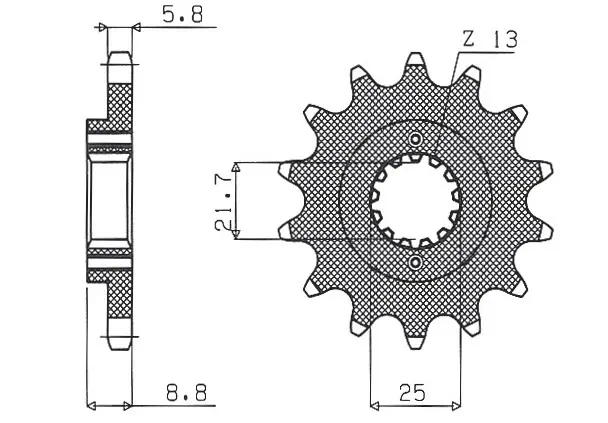 SUNSTAR řetězové kolečko přední 525 16 KAWASAKI GPZ500S '87-'05 (JTF512.16) (ŘETĚZ 520) (52516JT) (SUNSTAR řetězové kolečko přední 525 16 KAWASAKI)