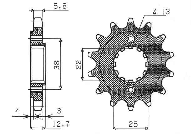SUNSTAR řetězové kolečko přední 511 15 KAWASAKI KLR 650 '90-'14 (JTF511.15) (ŘETĚZ 520) (51115JT) (SUNSTAR řetězové kolečko přední 511 15 KAWASAKI)