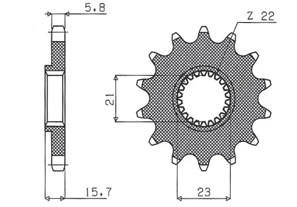 SUNSTAR řetězové kolečko přední 441 15 YAMAHA XT 600 '87-'90, XT 600E '97-'03, XTZ 660 '91-'98, TT 600 '93-'02 (JTF1577.15) (ŘETĚZ 520) (44115JT)