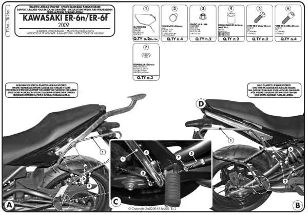 KAPPA nosič pod boční brašny KAWASAKI ER-6N 05-08 (KAPPA nosič pod boční brašny KAWASAKI ER-6N 05-08)