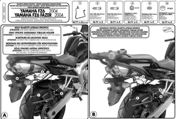 KAPPA nosič pod boční brašny YAMAHA FZ6 04-06 (KAPPA nosič pod boční brašny YAMAHA FZ6 04-06)
